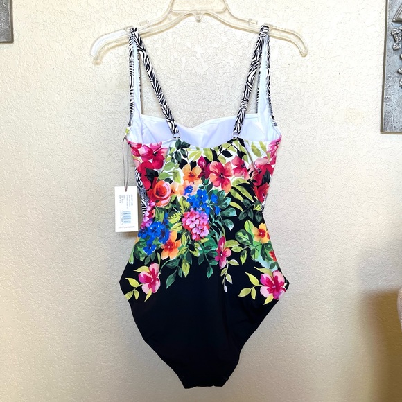 Johnny Was Fay Floral Ruched One Piece Swimsuit - Picture 11 of 16